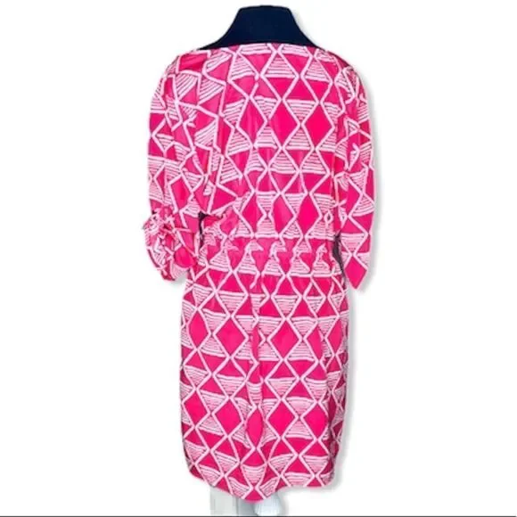 𝅺old Navy Deep Coral Patterned Faux Wrap Dress - Picture 4 of 7